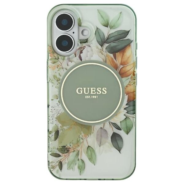 Guess Guess GUHMP16MHFWBDCEN iPhone 16 Plus 6.7" zielony/green hardcase IML Flower & Tonal Circle MagSafe
