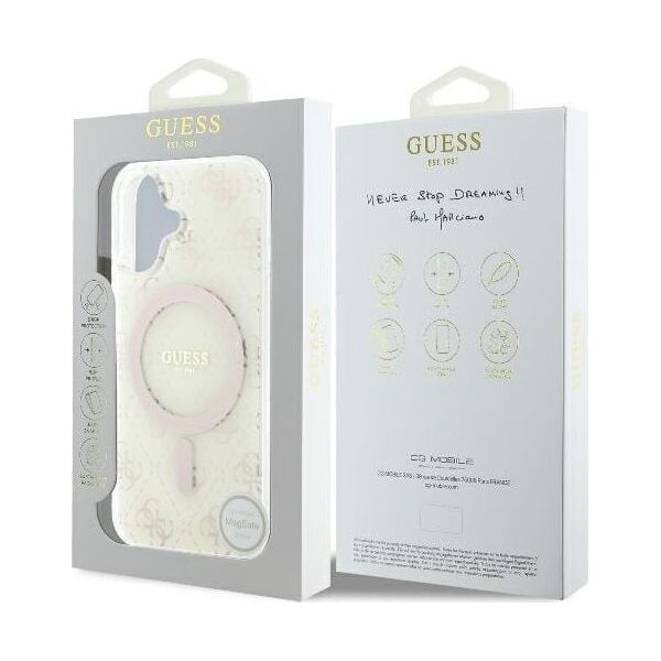 Guess Guess GUHMP16SH4DTEH iPhone 16 6.1" biały/white hardcase IML 4G Background MagSafe