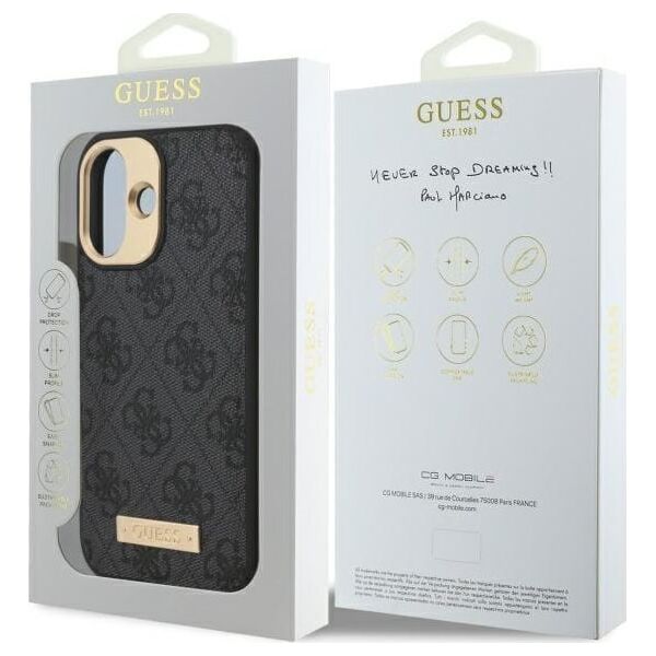 Guess Guess GUHMP16MU4GPRK iPhone 16 Plus 6.7" czarny/black hardcase 4G Logo Plate MagSafe