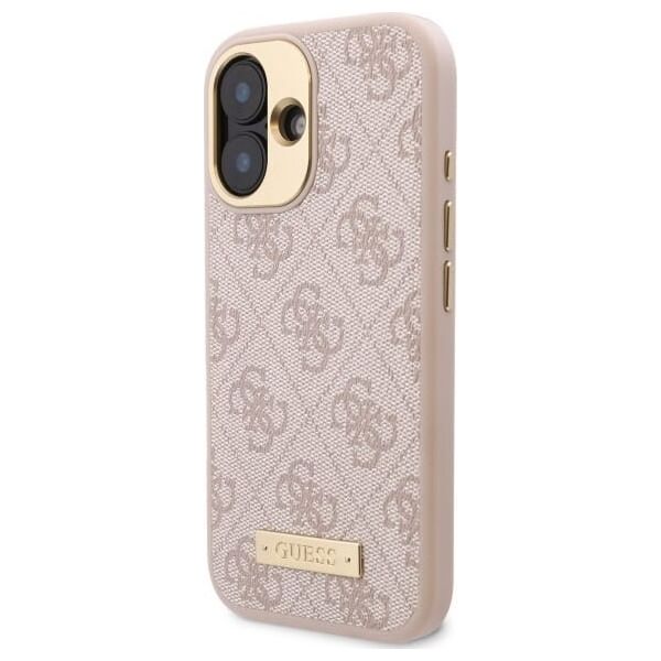 Guess Guess GUHMP16SU4GPRP iPhone 16 6.1" różowy/pink hardcase 4G Logo Plate MagSafe