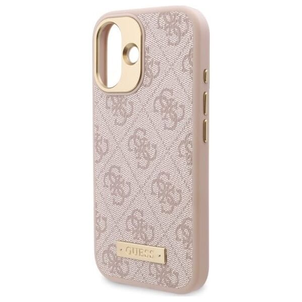 Guess Guess GUHMP16SU4GPRP iPhone 16 6.1" różowy/pink hardcase 4G Logo Plate MagSafe