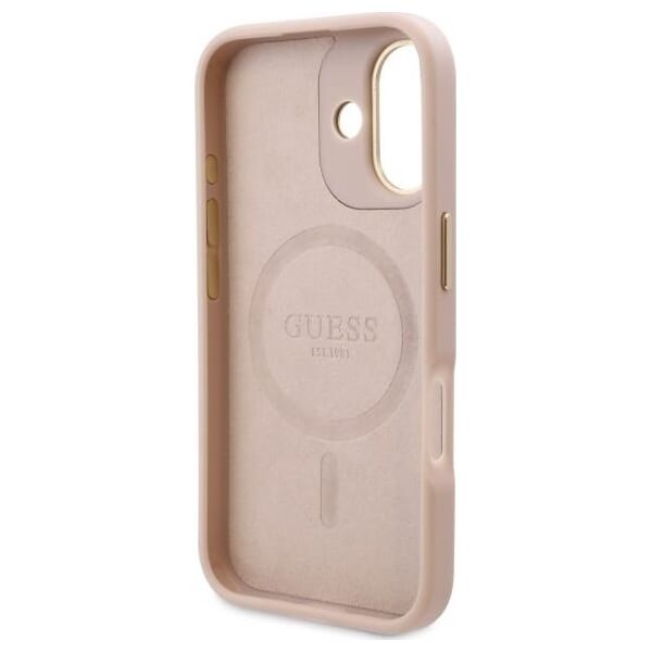 Guess Guess GUHMP16SU4GPRP iPhone 16 6.1" różowy/pink hardcase 4G Logo Plate MagSafe