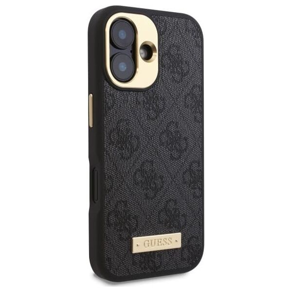 Guess Guess GUHMP16SU4GPRK iPhone 16 6.1" czarny/black hardcase 4G Logo Plate MagSafe