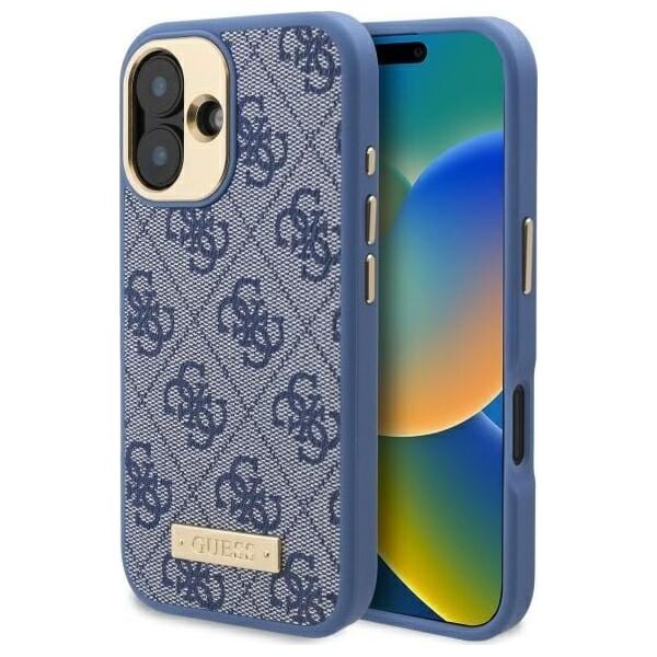 Guess Guess GUHMP16SU4GPRB iPhone 16 6.1" niebieski/blue hardcase 4G Logo Plate MagSafe