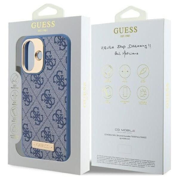 Guess Guess GUHMP16MU4GPRB iPhone 16 Plus 6.7" niebieski/blue hardcase 4G Logo Plate MagSafe