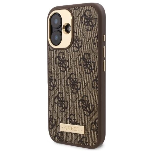 Guess Guess GUHMP16SU4GPRW iPhone 16 6.1" brązowy/brown hardcase 4G Logo Plate MagSafe
