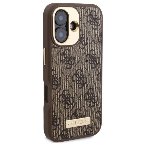 Guess Guess GUHMP16SU4GPRW iPhone 16 6.1" brązowy/brown hardcase 4G Logo Plate MagSafe