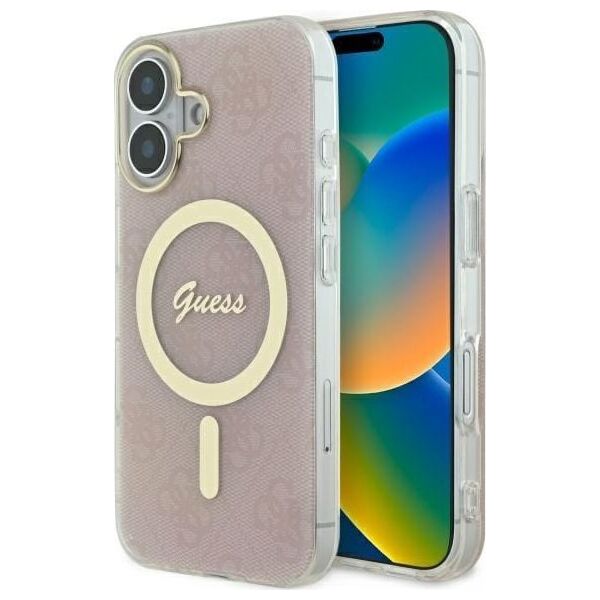 Guess Guess GUHMP16SH4STP iPhone 16 6.1" różowy/pink hardcase IML 4G MagSafe