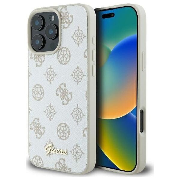 Guess Guess GUHMP16LPGPYSH iPhone 16 Pro 6.3" biały/white hardcase Peony Script Logo MagSafe
