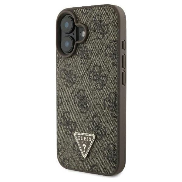 Guess Guess GUHCP16SP4TDSCPW iPhone 16 6.1" brązowy/brown hardcase Leather Metal Logo Strass Crossbody