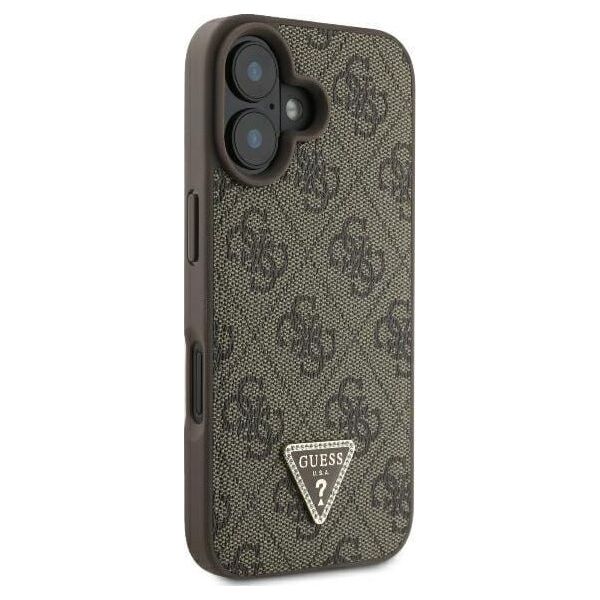 Guess Guess GUHCP16SP4TDSCPW iPhone 16 6.1" brązowy/brown hardcase Leather Metal Logo Strass Crossbody