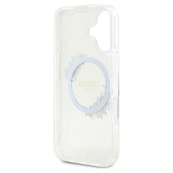 Guess Guess GUHMP16MHFWFCT iPhone 16 Plus 6.7" przeźroczysty/transparent hardcase IML Flowers Wreath MagSafe