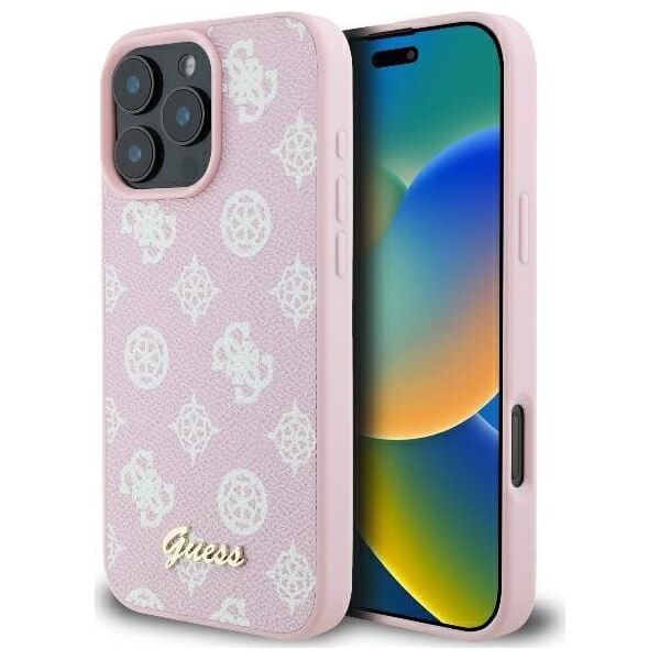 Guess Guess GUHMP16LPGPYSP iPhone 16 Pro 6.3" różowy/pink hardcase Peony Script Logo MagSafe