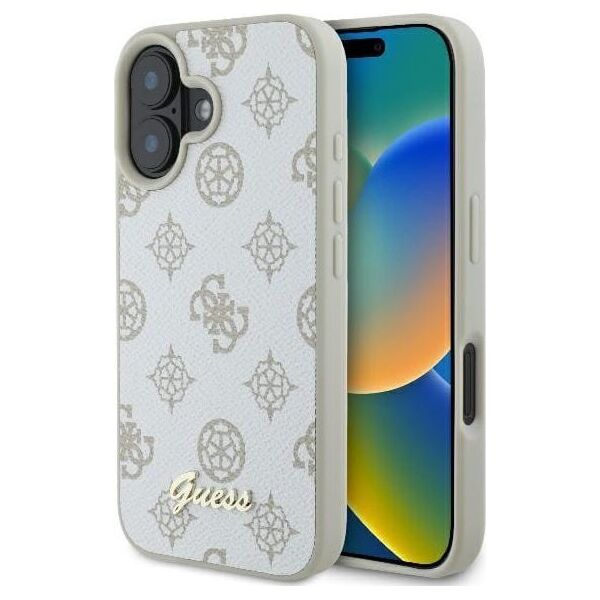 Guess Guess GUHMP16SPGPYSH iPhone 16 6.1" biały/white hardcase Peony Script Logo MagSafe