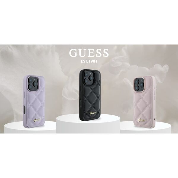 Guess Guess GUHCP16SPSQSQSK iPhone 16 6.1" czarny/black hardcase Quiled Metal Logo