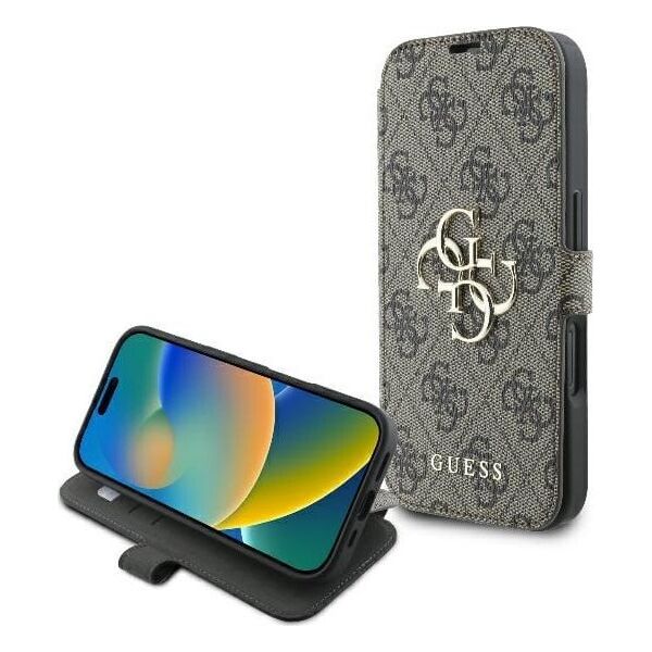 Guess Guess GUBKP16M4GMGBR iPhone 16 Plus 6.7" brązowy/brown book 4G Metal Logo
