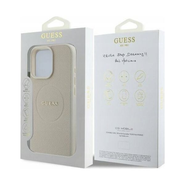 Guess Guess GUHMP16XPGHSMME iPhone 16 Pro Max 6.9" hardcase Grained Ring MagSafe beżowy