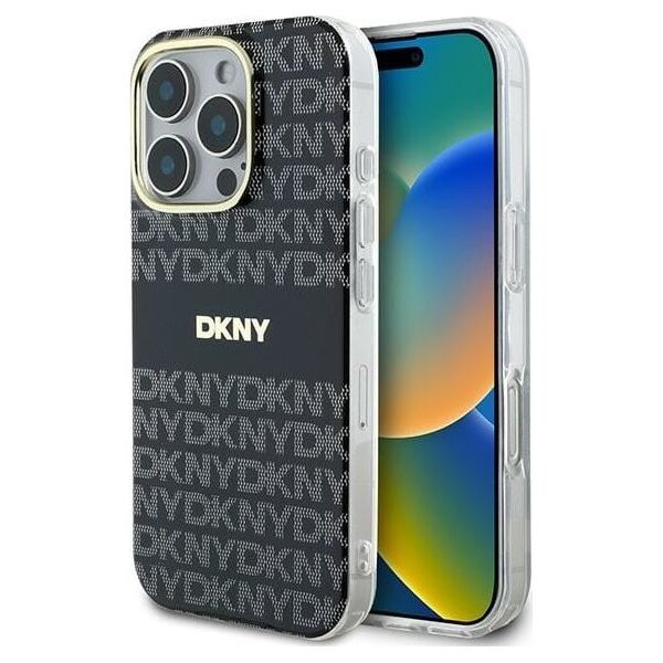DKNY DKNY DKHMP16XHRHSEK iPhone 16 Pro Max 6.9" czarny/black hardcase Repeat Texture Pattern With Stripe