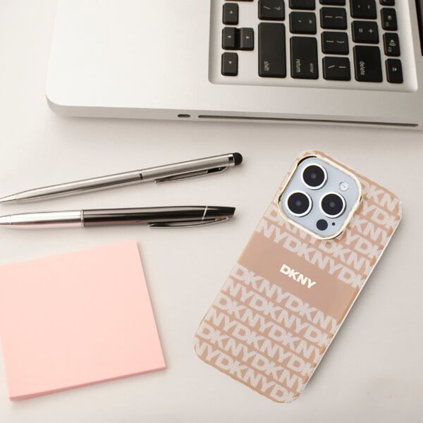 DKNY DKNY DKHMP16XHRHSEP iPhone 16 Pro Max 6.9" różowy/pink hardcase Repeat Texture Pattern With Stripe