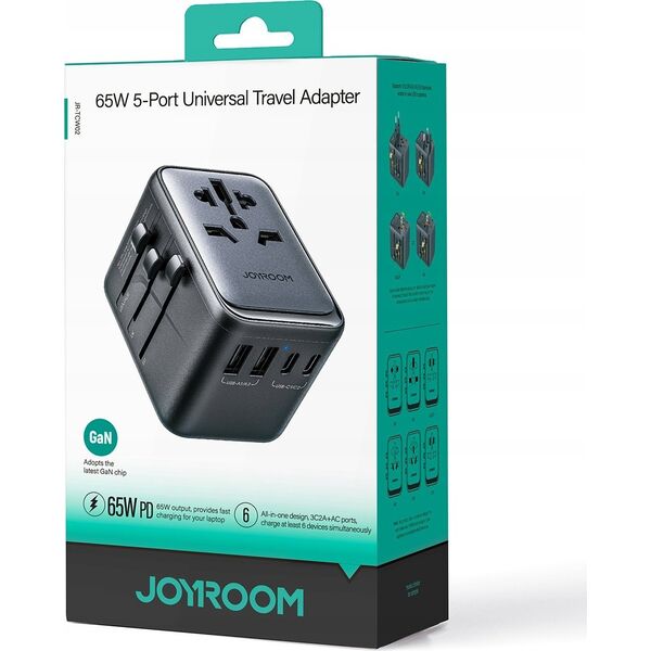 Joyroom Adapter podróżny JR-TCW02 65W uniwersalny EU / US / JP / AU / UK / CN - czarny