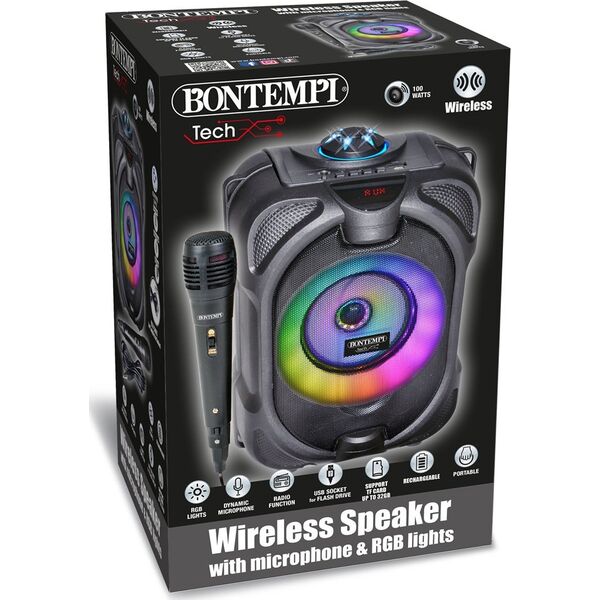 Bontempi BONTEMPI TECH wireless speaker with microphone & RGB lights, 491020