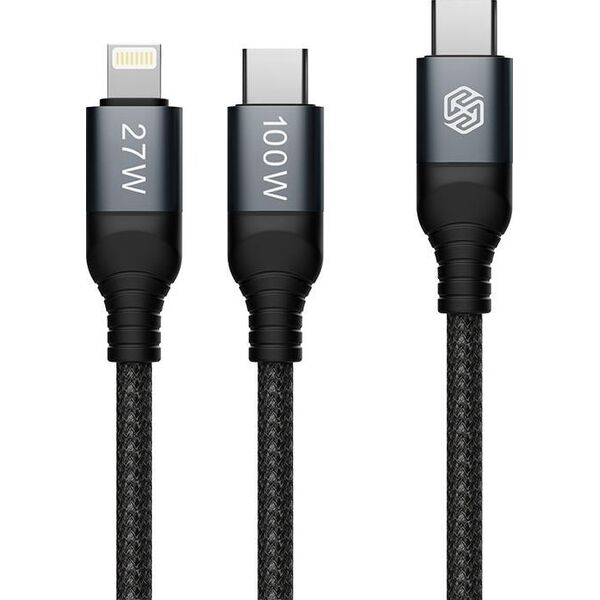 Nillkin Kabel Nillkin Data Cable DualPower 2w1 USB-C PD 3.0 100W, Lightning PD 27W black