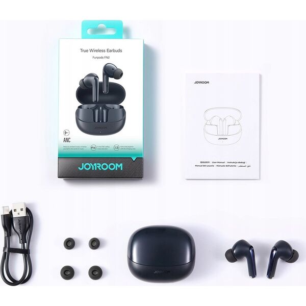 Słuchawki Joyroom Słuchawki Joyroom Funpods JR-FN2 douszne TWS z Bluetooth 5.4, funkcją ANC i ochroną IP54 - czarne