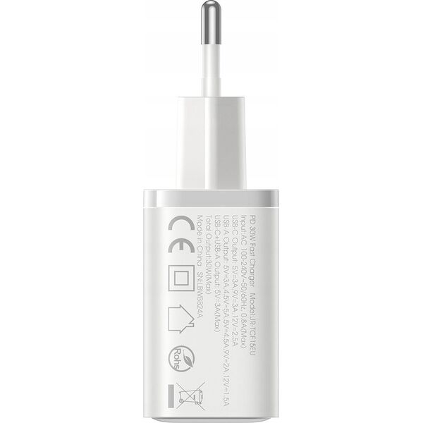 Ładowarka Joyroom Ładowarka Joyroom JR-TCF15 sieciowa USB-C / USB-A 30W - biała