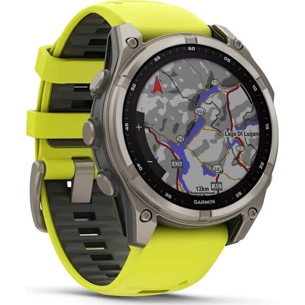 Έξυπνο ρολόι Garmin Fenix 8 47mm, Solar, Sapphire, Τιτάνιο με έντονο κίτρινο / γραφίτη χρώματος σιλικόνης λουράκι