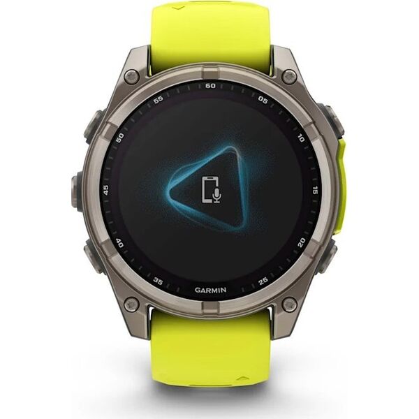 Έξυπνο ρολόι Garmin Fenix 8 47mm, Solar, Sapphire, Τιτάνιο με έντονο κίτρινο / γραφίτη χρώματος σιλικόνης λουράκι