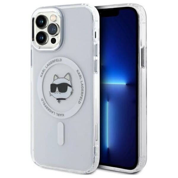 Karl Lagerfeld Karl Lagerfeld KLHMP12MHLSCHH iPhone 12   / 12 Pro 6.1" biały/white hardcase IML Metal Choupette Head MagSafe