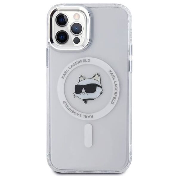 Karl Lagerfeld Karl Lagerfeld KLHMP12MHLSCHH iPhone 12   / 12 Pro 6.1" biały/white hardcase IML Metal Choupette Head MagSafe