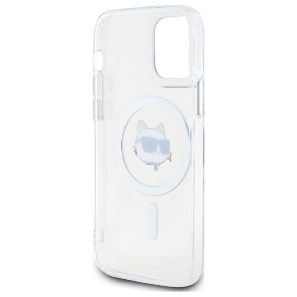 Karl Lagerfeld Karl Lagerfeld KLHMP12MHLSCHH iPhone 12   / 12 Pro 6.1" biały/white hardcase IML Metal Choupette Head MagSafe