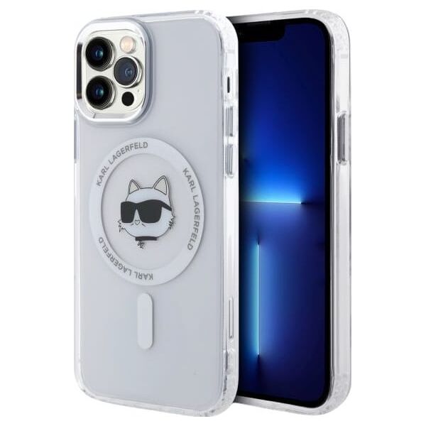 Karl Lagerfeld Karl Lagerfeld KLHMP12MHLSCHH iPhone 12   / 12 Pro 6.1" biały/white hardcase IML Metal Choupette Head MagSafe