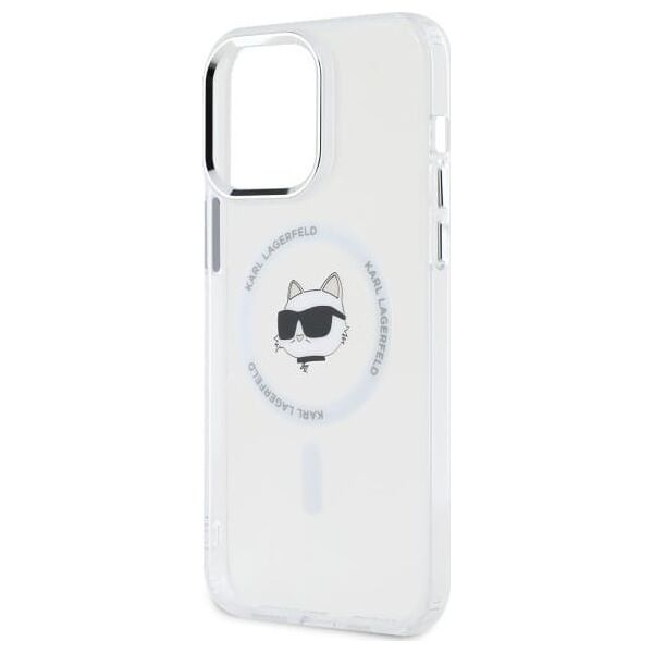 Karl Lagerfeld Karl Lagerfeld KLHMP13XHLSCHH iPhone 13   Pro Max 6.7" biały/white hardcase IML Metal Choupette Head MagSafe