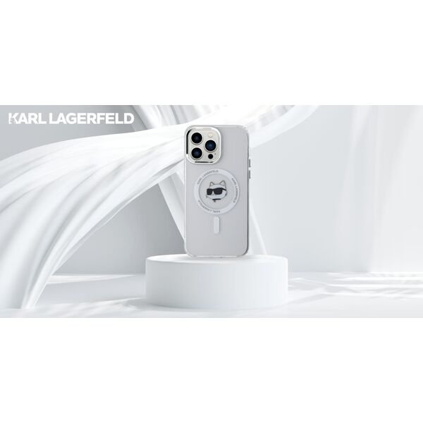 Karl Lagerfeld Karl Lagerfeld KLHMP13XHLSCHH iPhone 13   Pro Max 6.7" biały/white hardcase IML Metal Choupette Head MagSafe
