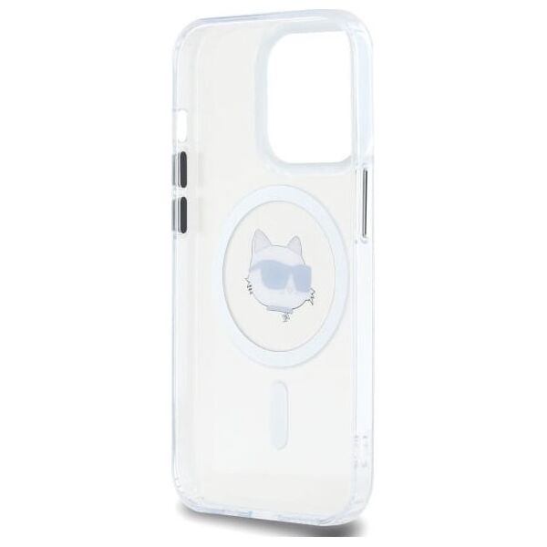 Karl Lagerfeld Karl Lagerfeld KLHMP14LHLSCHH iPhone 14   Pro 6.1" biały/white hardcase IML Metal Choupette Head MagSafe