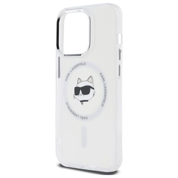 Karl Lagerfeld Karl Lagerfeld KLHMP13LHLSCHH iPhone 13   Pro 6.1" biały/white hardcase IML Metal Choupette Head MagSafe