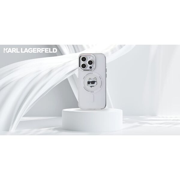 Karl Lagerfeld Karl Lagerfeld KLHMP13LHLSCHH iPhone 13   Pro 6.1" biały/white hardcase IML Metal Choupette Head MagSafe