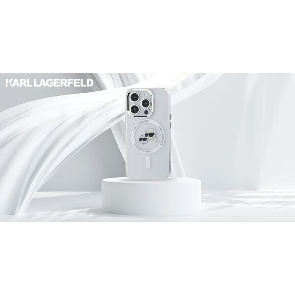 Karl Lagerfeld Karl Lagerfeld KLHMP15XHLSKCH iPhone 15   Pro Max 6.7" biały/white hardcase IML Metal Karl&Choupette Head MagSafe