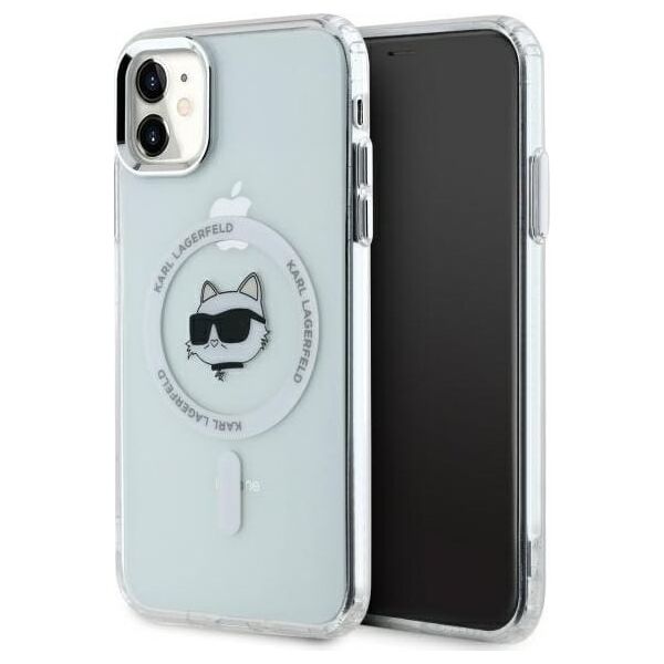 Karl Lagerfeld Karl Lagerfeld KLHMN61HLSCHH iPhone 11    / Xr 6.1" biały/white hardcase IML Metal Choupette Head MagSafe