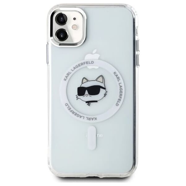 Karl Lagerfeld Karl Lagerfeld KLHMN61HLSCHH iPhone 11    / Xr 6.1" biały/white hardcase IML Metal Choupette Head MagSafe