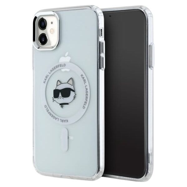 Karl Lagerfeld Karl Lagerfeld KLHMN61HLSCHH iPhone 11    / Xr 6.1" biały/white hardcase IML Metal Choupette Head MagSafe