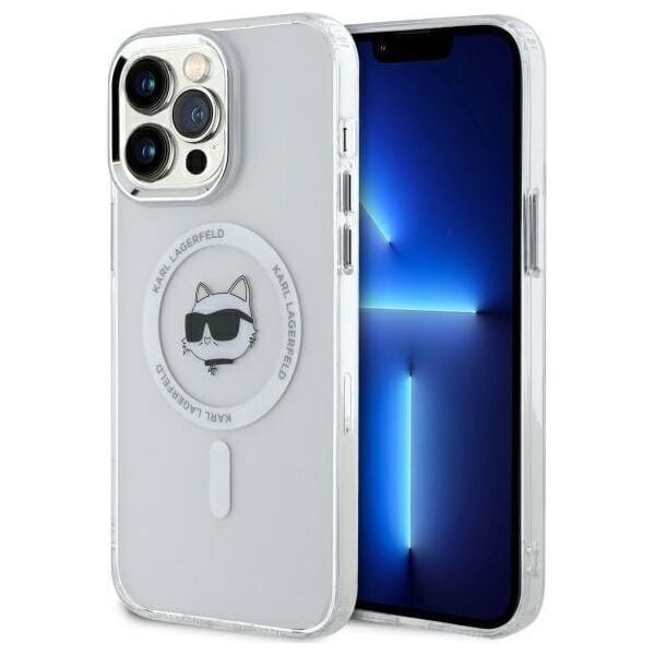 Karl Lagerfeld Karl Lagerfeld KLHMP14XHLSCHH iPhone 14   Pro Max 6.7" biały/white hardcase IML Metal Choupette Head MagSafe