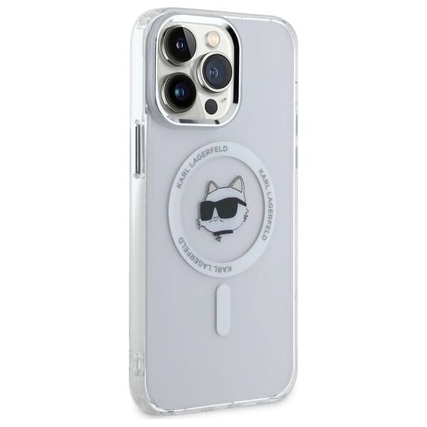 Karl Lagerfeld Karl Lagerfeld KLHMP14XHLSCHH iPhone 14   Pro Max 6.7" biały/white hardcase IML Metal Choupette Head MagSafe