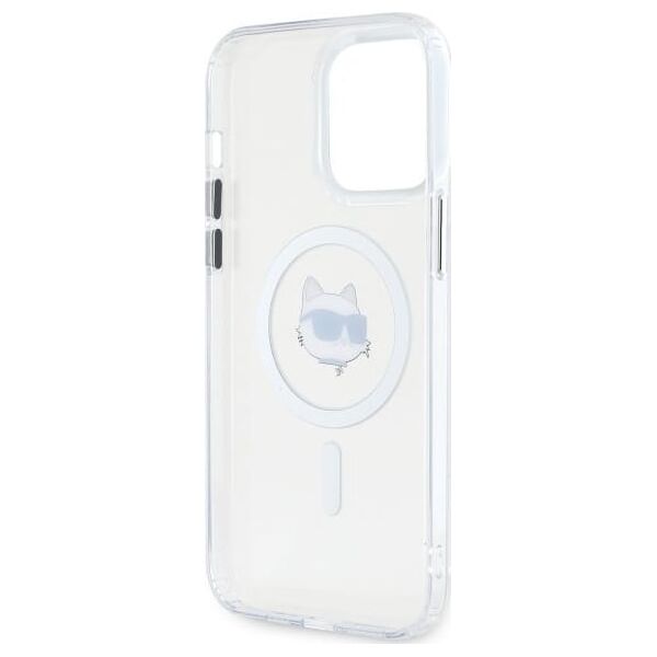 Karl Lagerfeld Karl Lagerfeld KLHMP14XHLSCHH iPhone 14   Pro Max 6.7" biały/white hardcase IML Metal Choupette Head MagSafe