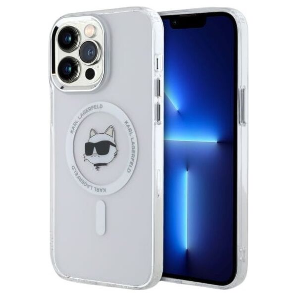 Karl Lagerfeld Karl Lagerfeld KLHMP14XHLSCHH iPhone 14   Pro Max 6.7" biały/white hardcase IML Metal Choupette Head MagSafe