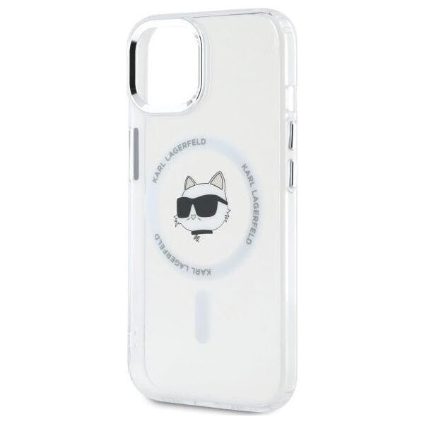 Karl Lagerfeld Karl Lagerfeld KLHMP15SHLSCHH iPhone 15   6.1" biały/white hardcase IML Metal Choupette Head MagSafe