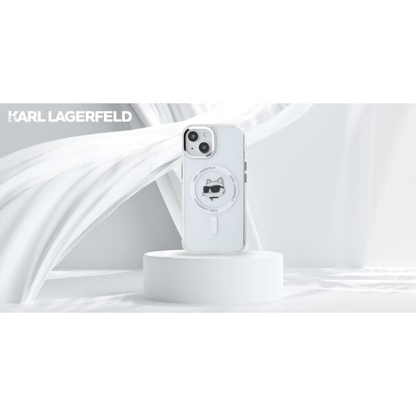 Karl Lagerfeld Karl Lagerfeld KLHMP15SHLSCHH iPhone 15   6.1" biały/white hardcase IML Metal Choupette Head MagSafe