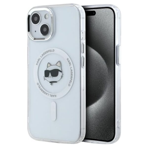 Karl Lagerfeld Karl Lagerfeld KLHMP15SHLSCHH iPhone 15   6.1" biały/white hardcase IML Metal Choupette Head MagSafe